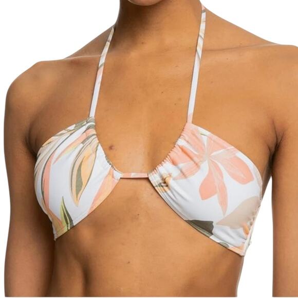 Roxy Junior’s Pt Beach Classics Floral Print Bikini Swimsuit Top White Size XS - Picture 1 of 2